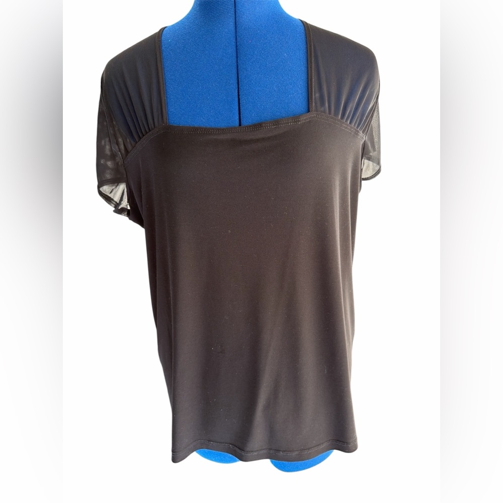 Suzie In The City Black Sheer neck Blouse